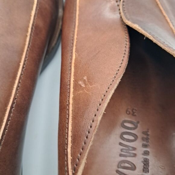 CYDWOQ Hand Made in USA Brown Leather Loafers Slip-Ons Shoes Womens 39 / Sz 8.5 - Picture 9 of 16